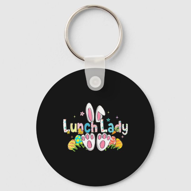 Easter Lunch Lady Bunny Ears Lunch Lady Easter Day Key Ring (Front)