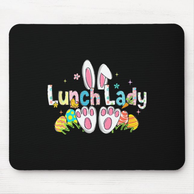 Easter Lunch Lady Bunny Ears Lunch Lady Easter Day Mouse Pad (Front)