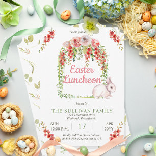 Easter Luncheon Bunny Rabbit Floral   Vines Frame  Invitation