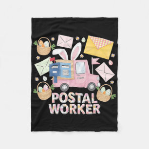 Easter Mail Carrier Bunny Postal Worker Cute Post Fleece Blanket