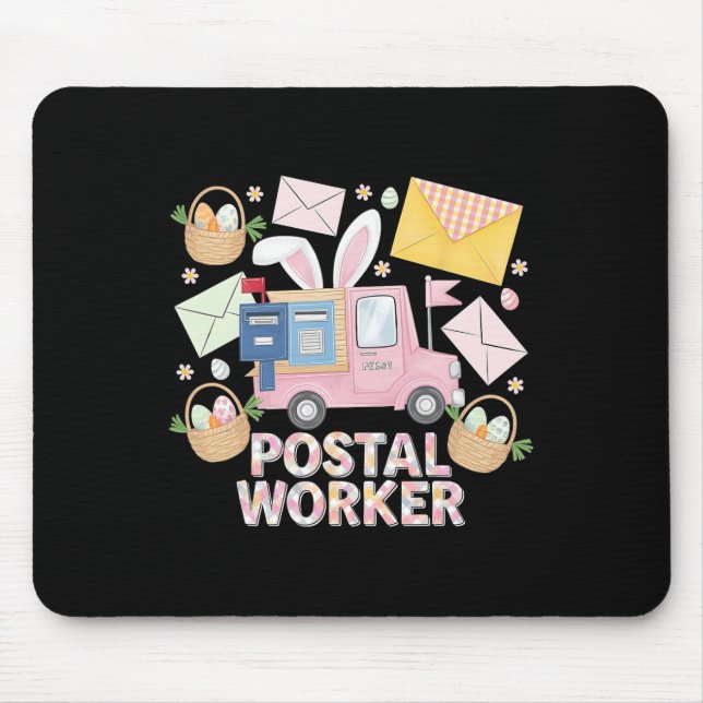 Easter Mail Carrier Bunny Postal Worker Cute Post  Mouse Pad (Front)