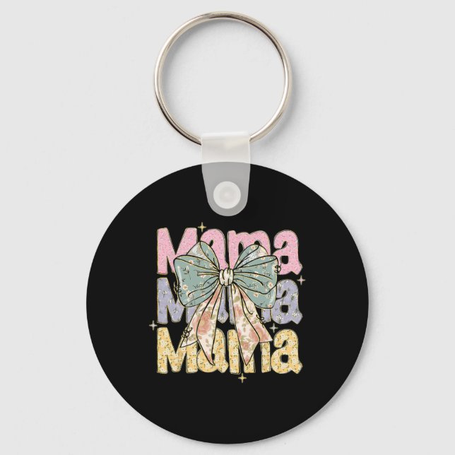 Easter Mama Bunny Coquette Bow Mama Easter Bunny M Key Ring (Front)