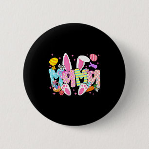 Easter mama bunny ears coquette bow easter rabbit 6 cm round badge