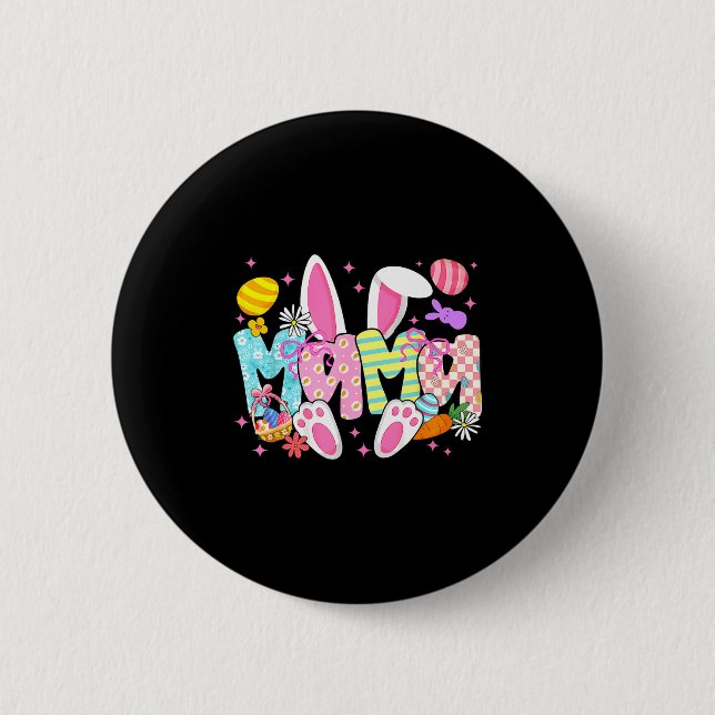 Easter mama bunny ears coquette bow easter rabbit 6 cm round badge (Front)