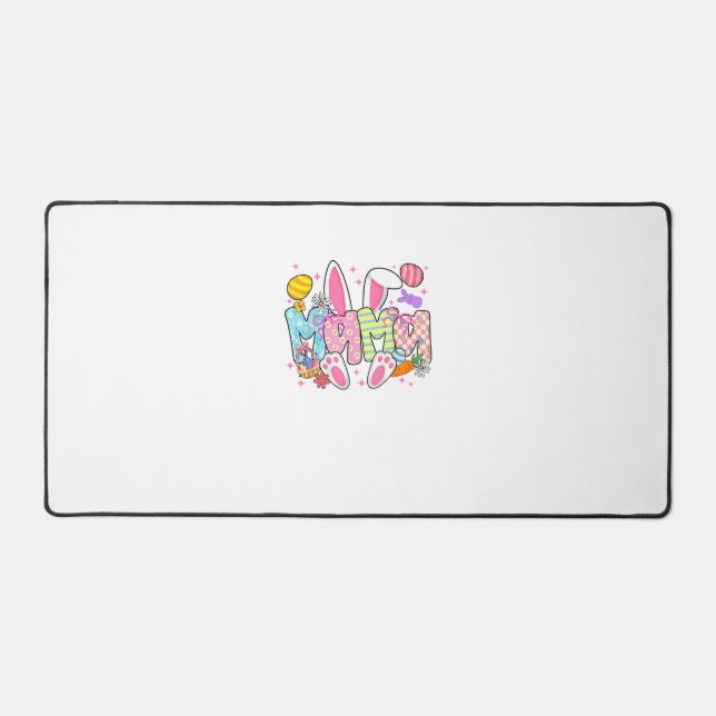 Easter Mama Bunny Ears Coquette Bow Easter Rabbit  Desk Mat (Front)
