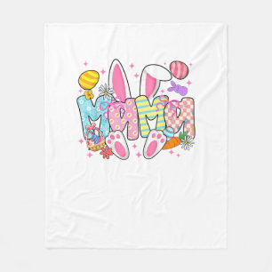 Easter Mama Bunny Ears Coquette Bow Easter Rabbit  Fleece Blanket