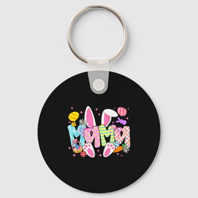 Easter mama bunny ears coquette bow easter rabbit key ring (Front)