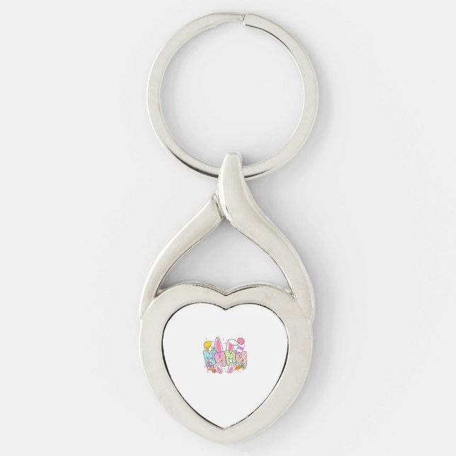 Easter Mama Bunny Ears Coquette Bow Easter Rabbit  Key Ring (Front)