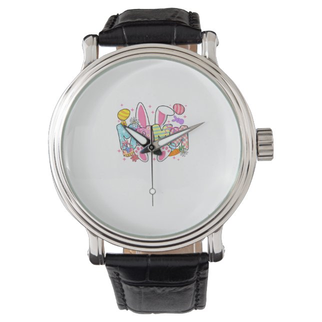 Easter Mama Bunny Ears Coquette Bow Easter Rabbit  Watch (Front)