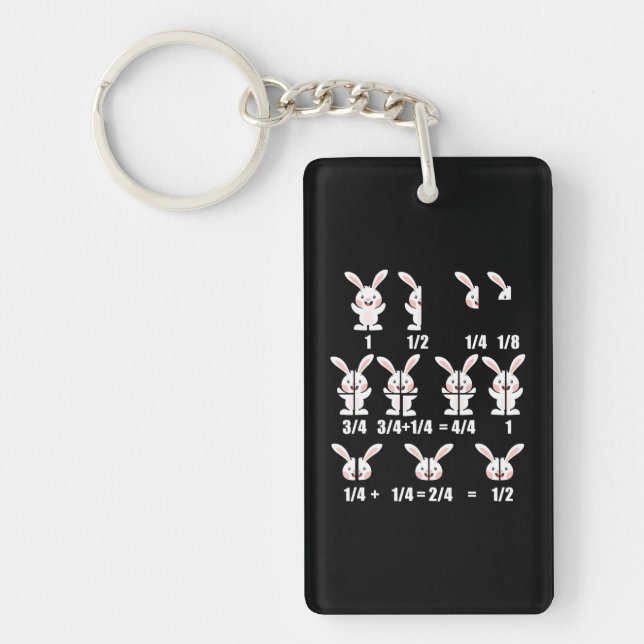 Easter Math Teacher Bunny Fractions Funny Rabbit Key Ring (Front)