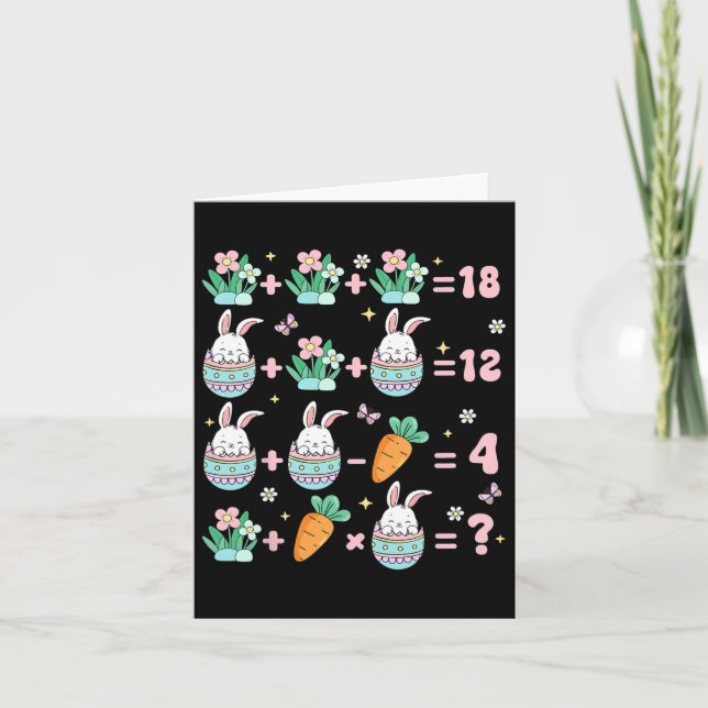 Easter Math Teacher Bunny Fractions Funny Rabbit M Card (Front)