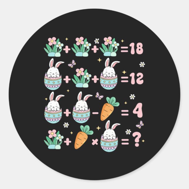 Easter Math Teacher Bunny Funny Rabbit Men Women  Classic Round Sticker (Front)