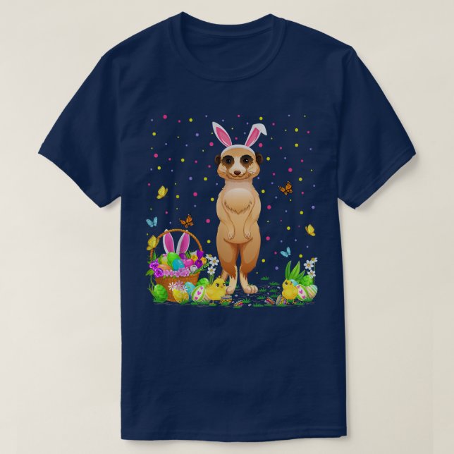 Easter Meerkat Bunny Egg Hunting Meerkat Easter Su T-Shirt (Design Front)