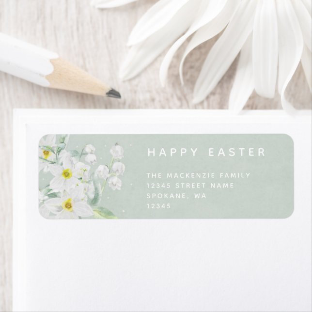 Easter Message with White Flowers Return Address Label (Insitu)
