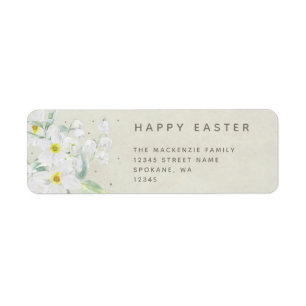 Easter Message with White Flowers Return Address Label