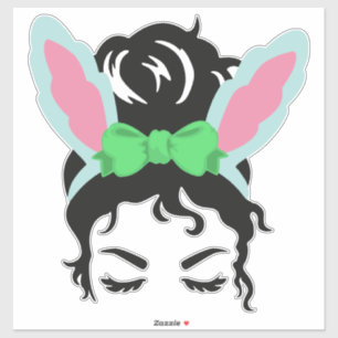 Easter Messy Bun Sticker – Bunny Ear Hair Bun