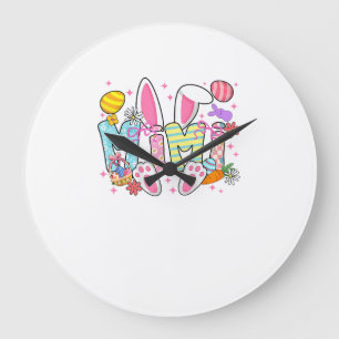 Easter Mimi Bunny Ears Coquette Bow Easter Rabbit  Large Clock