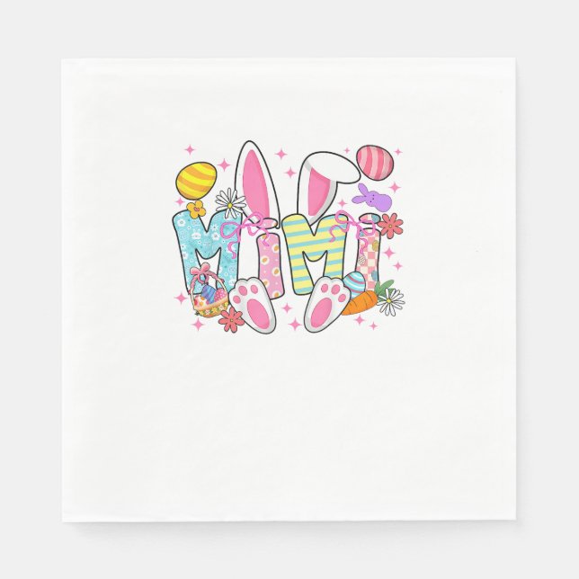 Easter Mimi Bunny Ears Coquette Bow Easter Rabbit  Napkin (Front)
