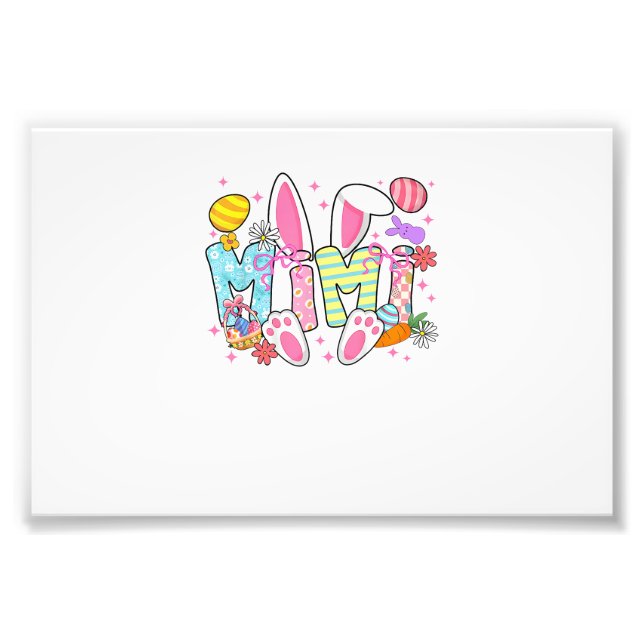 Easter Mimi Bunny Ears Coquette Bow Easter Rabbit  Photo Print (Front)