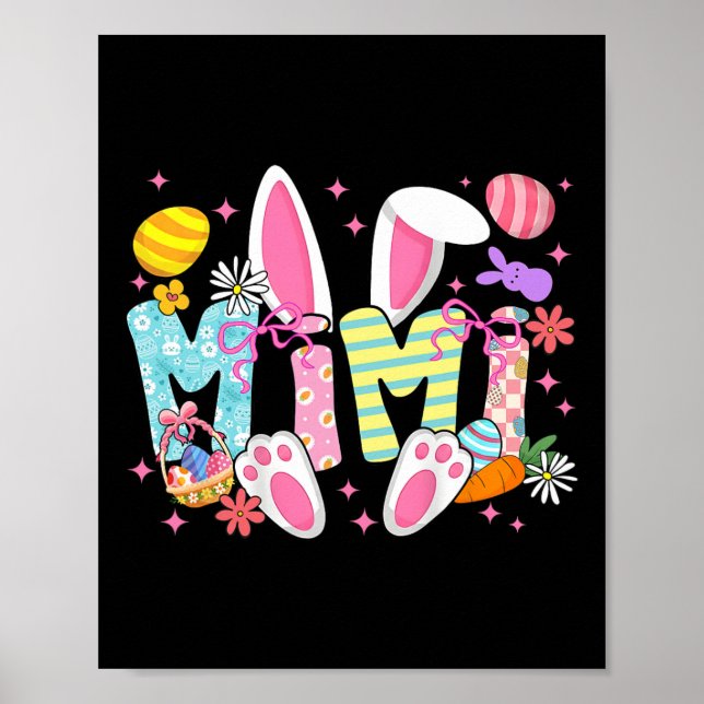 Easter Mimi Bunny Ears Coquette Bow Easter Rabbit  Poster (Front)