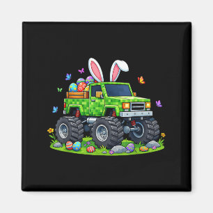 Easter Monster Truck Bunny Pixel Gamer Egg Hunt Magnet