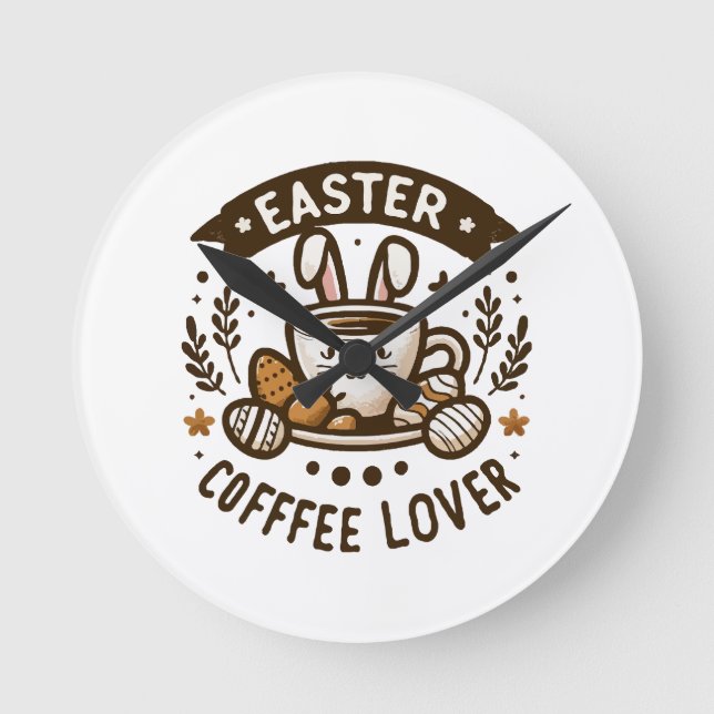 Easter Morning Brew Round Clock (Front)