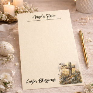 Easter Morning Cross with Glowing Sunrise  Stationery
