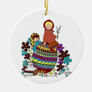 Easter Morning Pysanka Ukrainian Folk Art Ceramic Ornament