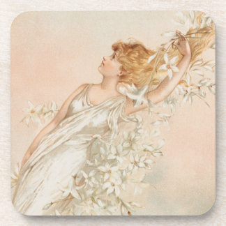 "Easter Morning" - Vintage Print, L. Prang & Co. Coaster