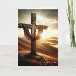Easter Morning Wooden Cross On a Hill Card