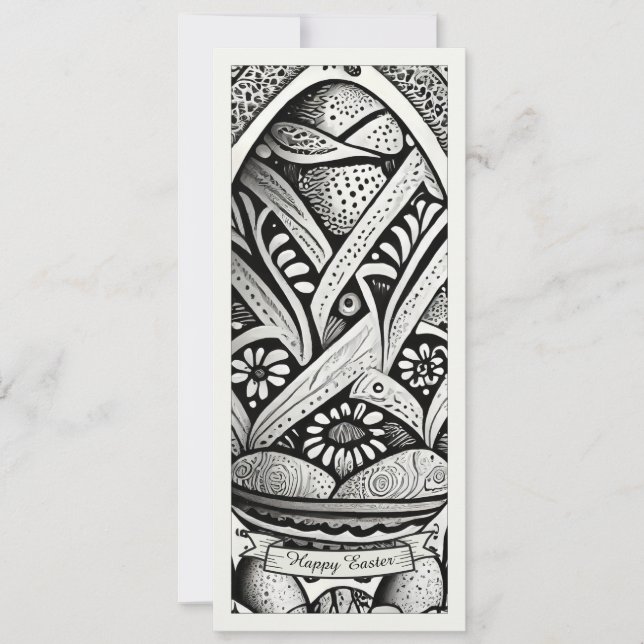 Easter motif b/w cartoon with Easter eggs 26006 (Front)