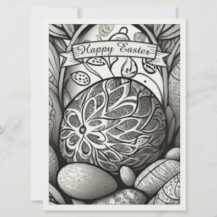 Easter motif b/w cartoon with Easter eggs 97330