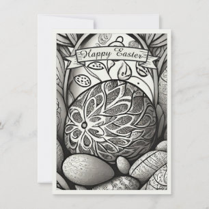 Easter motif b/w cartoon with Easter eggs 97330