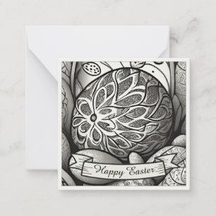 Easter motif b/w cartoon with Easter eggs 97330 Card