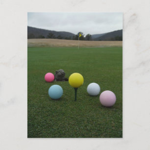 Easter mountain golf course holiday postcard