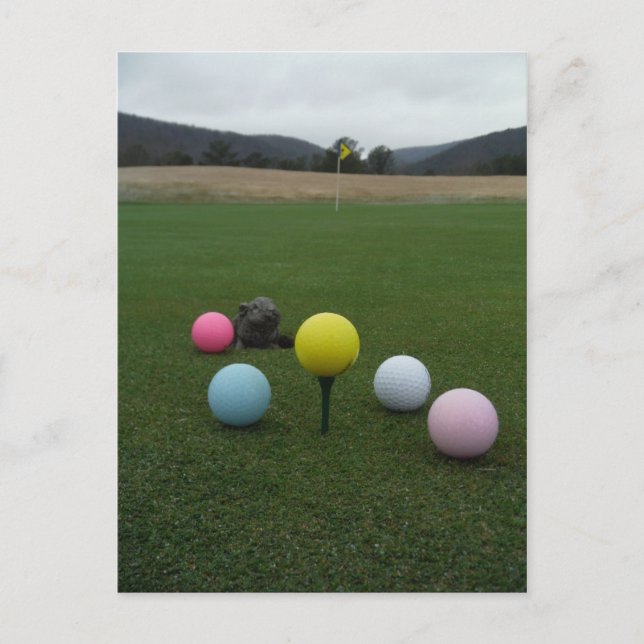 Easter mountain golf course holiday postcard (Front)