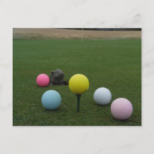 Easter mountain golf course holiday postcard