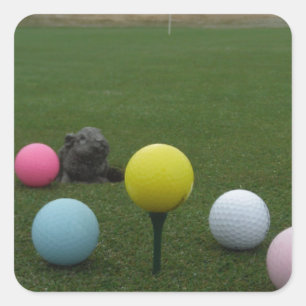 Easter mountain golf course square sticker