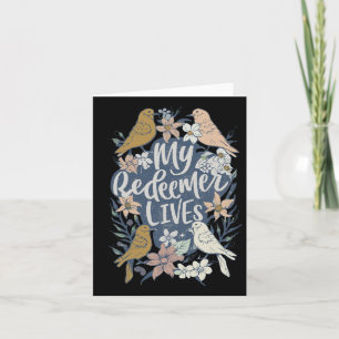 Easter My Redeemer Lives Vintage Jesus-floral Bird Card