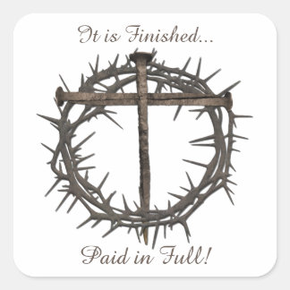 EASTER NAILS AND CROWN OF CHRIST SQUARE STICKER