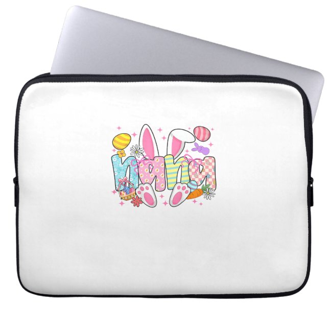 Easter Nana Bunny Ears Coquette Bow Easter Rabbit  Laptop Sleeve (Front)