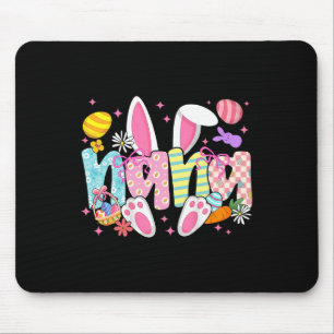 Easter Nana Bunny Ears Coquette Bow Easter Rabbit  Mouse Pad