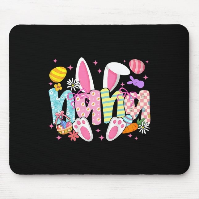 Easter Nana Bunny Ears Coquette Bow Easter Rabbit  Mouse Pad (Front)