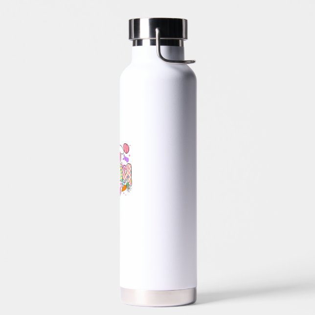 Easter Nana Bunny Ears Coquette Bow Easter Rabbit  Water Bottle (Left)
