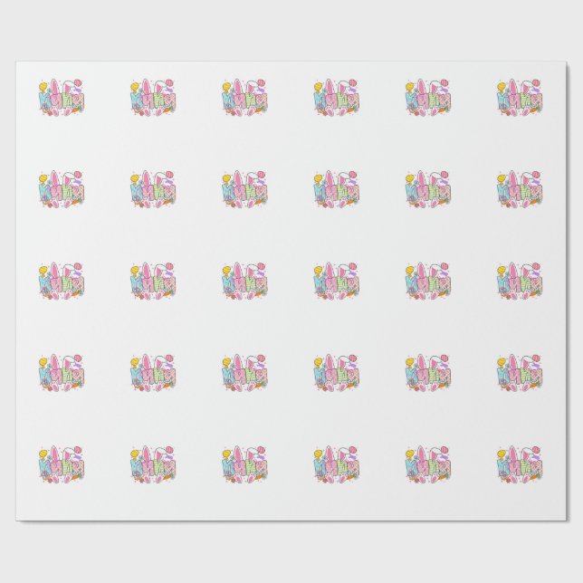 Easter Nana Bunny Ears Coquette Bow Easter Rabbit  Wrapping Paper (Flat)