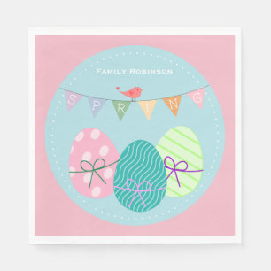 Easter Napkins Personalised Cute Eggs