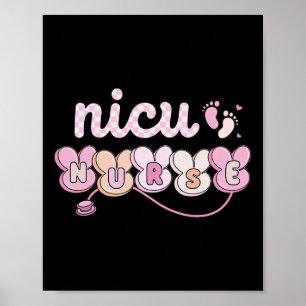 Easter Nicu Nurse Retro Bunny Neonatal Intensive C Poster