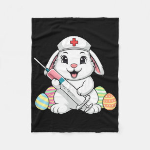 Easter Nurse Bunny Rn Icu Er Nicu Nurse Squad Nurs Fleece Blanket
