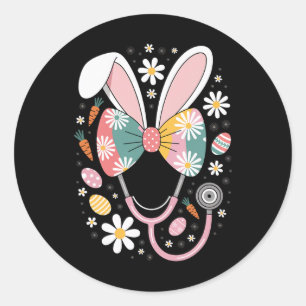 Easter Nurse Bunny Stethoscope Spring Medical Nurs Classic Round Sticker