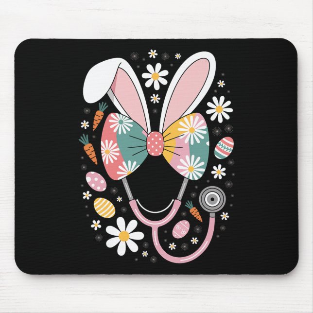 Easter Nurse Bunny Stethoscope Spring Medical Nurs Mouse Pad (Front)